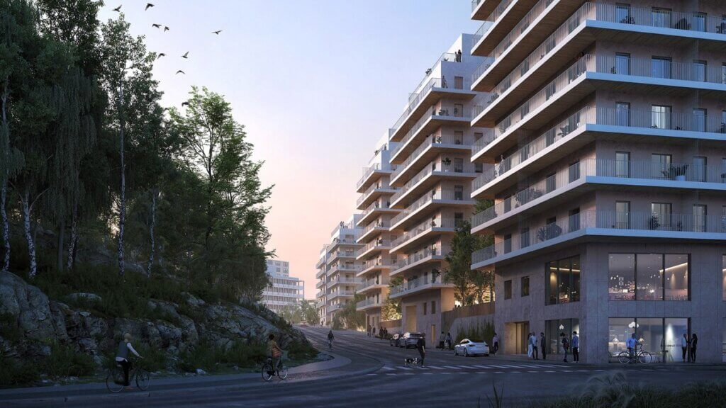 Terrasskvarteret Pluss i Norra Djurgårdsstaden.